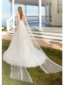 Plunging Neck Beaded Ivory Lace Tulle Wedding Dress Plunging Neck Beaded Ivory Lace Tulle Wedding Dress